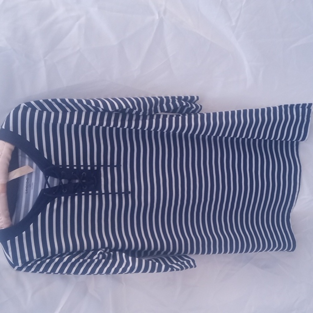 LANDS END STRIPED MIDI DRESS